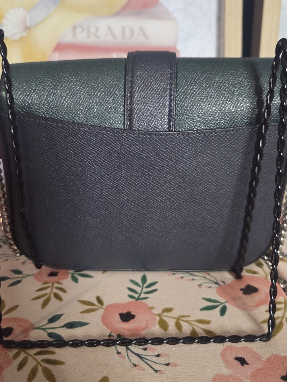 Coach Black and Dark Green Crossbody with Crystal Apple Charm - Picture 5 of 10